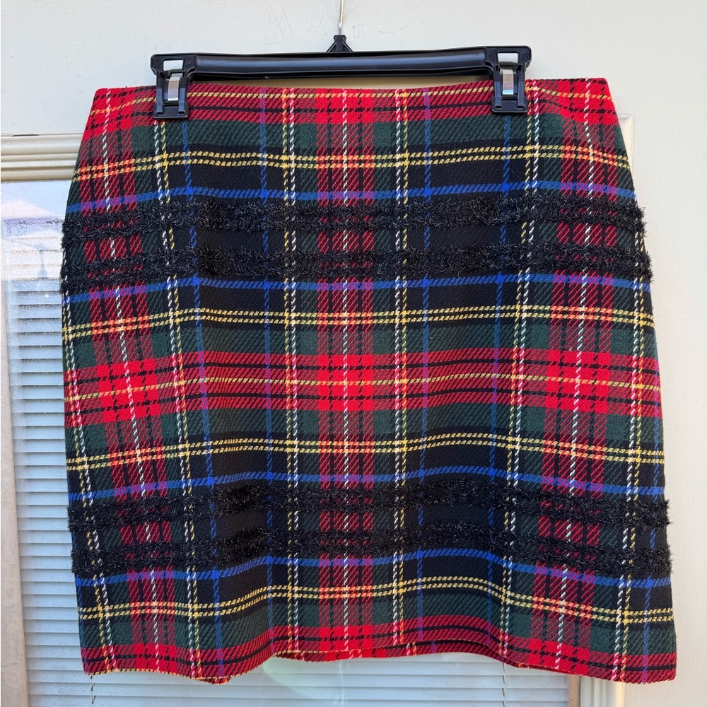 NWOT J.Crew plaid with metalic detail skirt - Picture 1 of 9